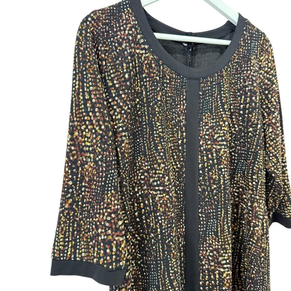 Allison Daley Tunic Blouse Earthtone Brown, Cream, Red Polka Dot 3/4 Sleeve - Picture 3 of 17